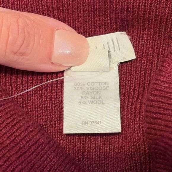 NWT J. Jill Burgundy Mock Neck Tunic Sweater Small Cotton Silk Wool Blend - Picture 5 of 7